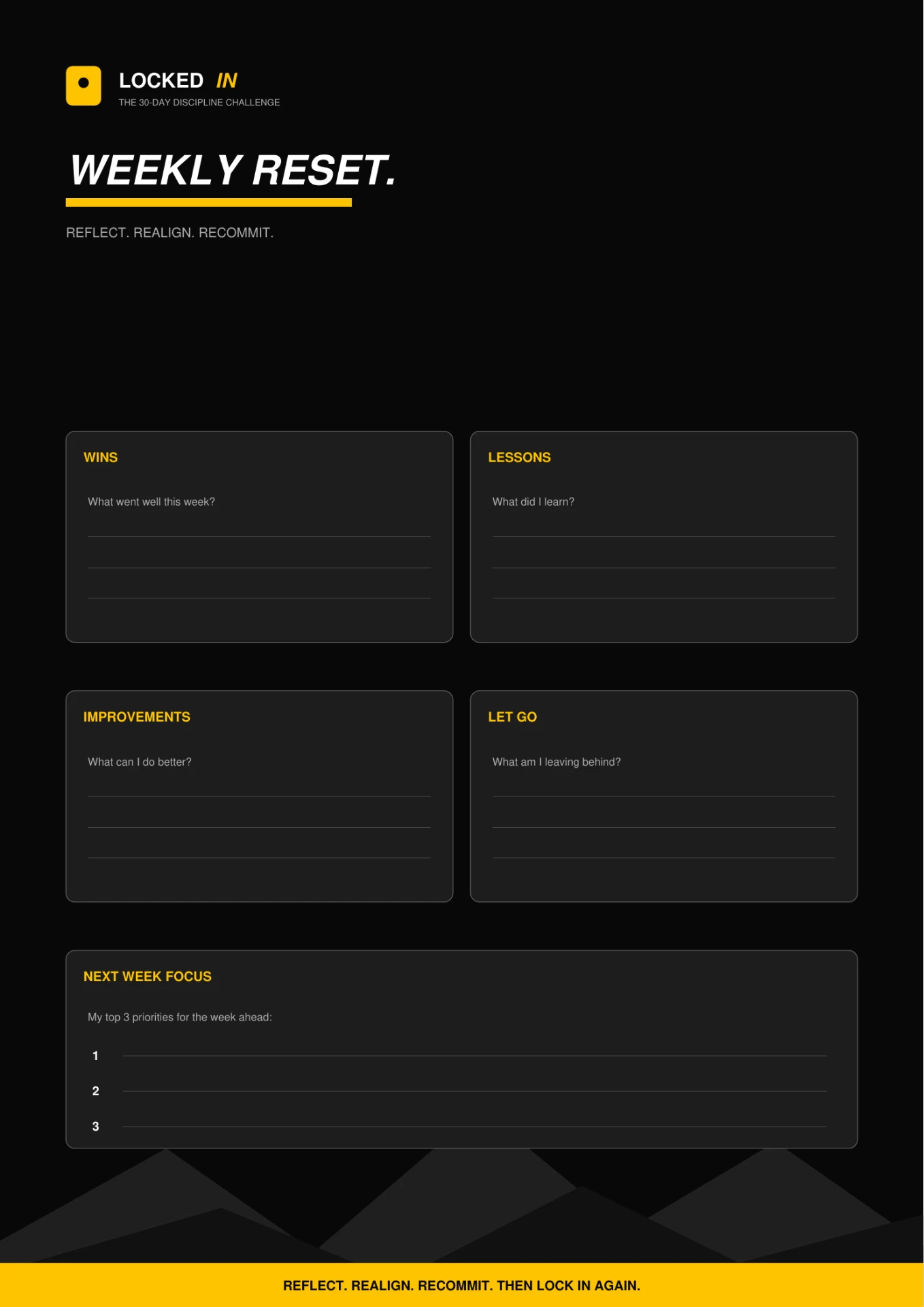 KEEPPACT Weekly Reset sheet