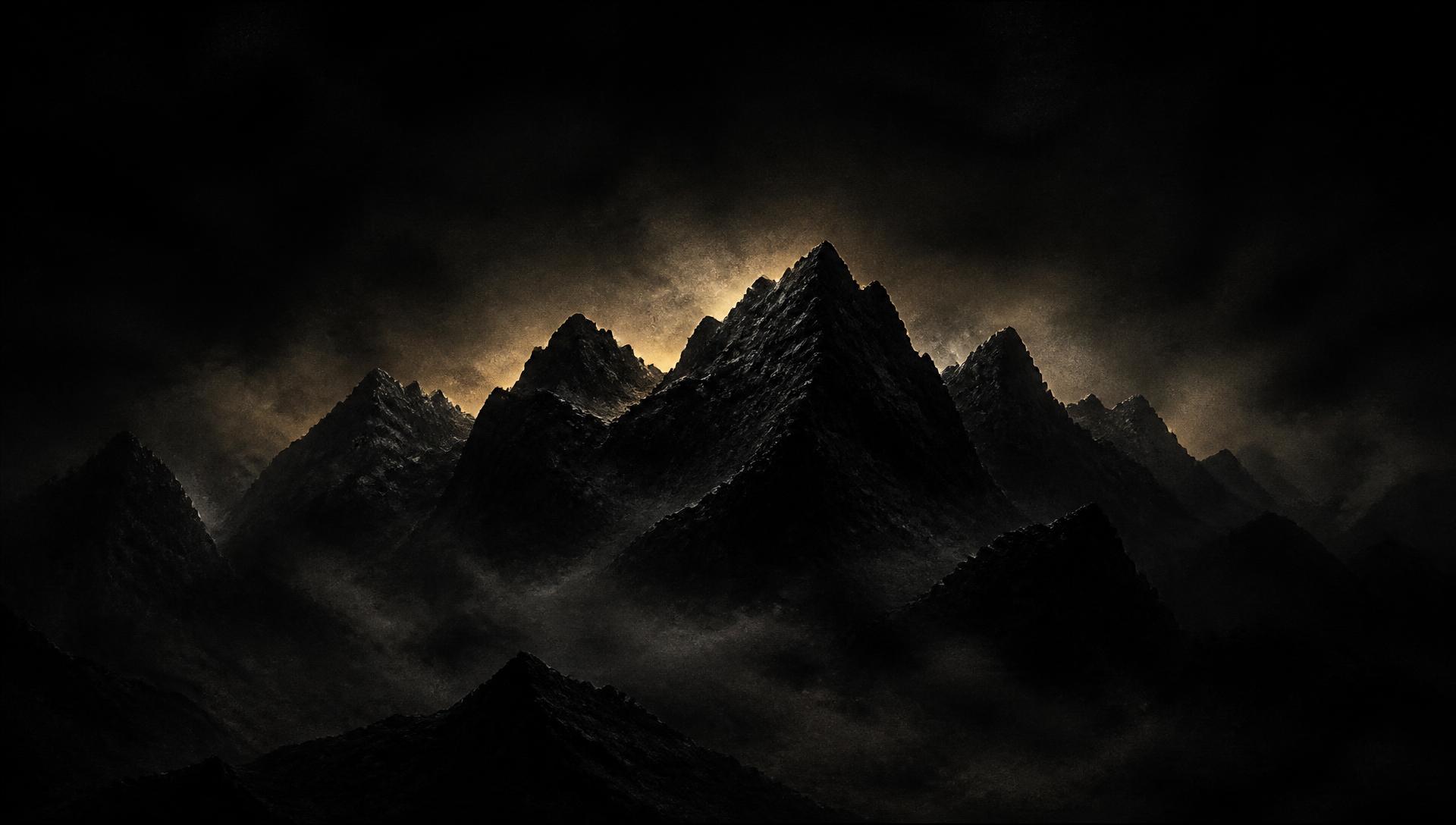 Dark mountain range at dusk