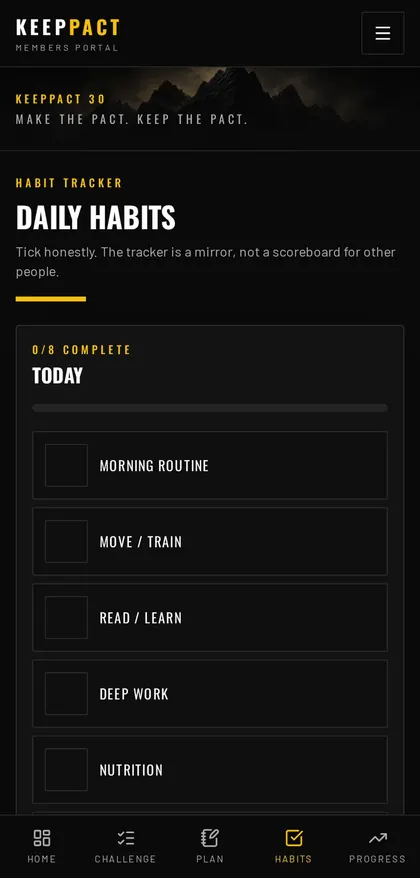 KEEPPACT habit tracking screen